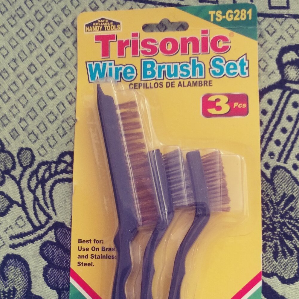 Trisonic wire brush set 3pcs,  For Use On Brass Stainless Steel